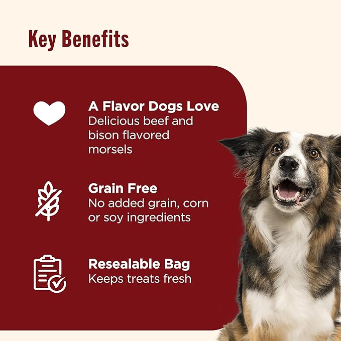 Nutrish Burger Bites Beef Recipe with Bison Premium Dog Treats, 5 oz. Pouch, Pack of 5 (Rachael Ray)