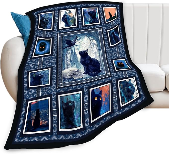 Cat Throw Blanket Cat Stuff Gifts for Kids Girls Boys Adults Women Men Soft Cozy Warm Plush Fluffy Fuzzy Fleece Blanket Decor 60''X80''