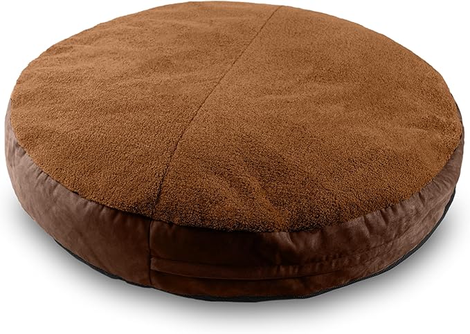 Jaxx Robbi Dog Bed Bean Bag – Round Bed with Machine Washable Cover and No-Slip Base - Supportive Memory Foam for Senior Dogs & Joint Pain Relief - Ultimate Comfort & Luxury - Large, Caramel/Chocolate