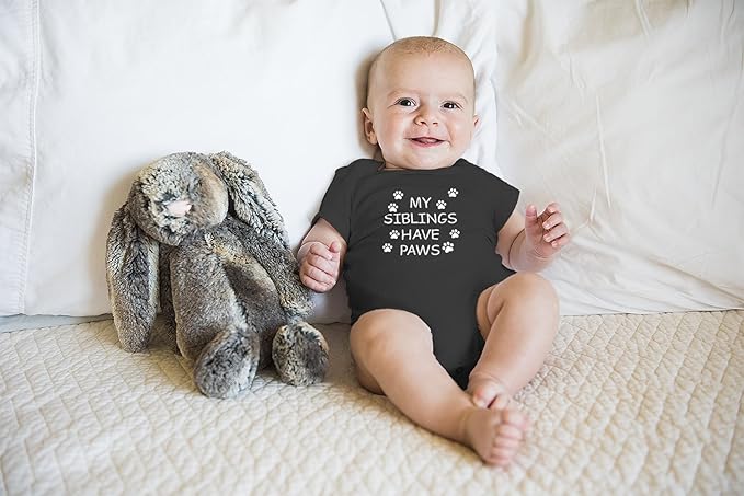 My Sibling have Paws - Funny Baby Essentials Bodysuit - Cute Newborn Outfit Boy Girls Clothes