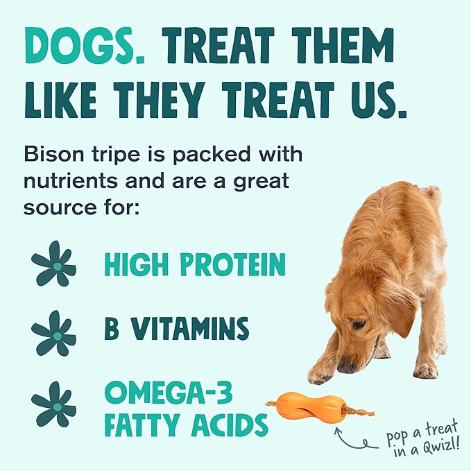 West Paw Air-Dried Single Ingredient Bison Tripe Dog Treats – 100% Pasture-Raised, High-Protein, All-Natural Chews – Made in USA – Nutrient-Rich, Easily Breakable, Grain-Free