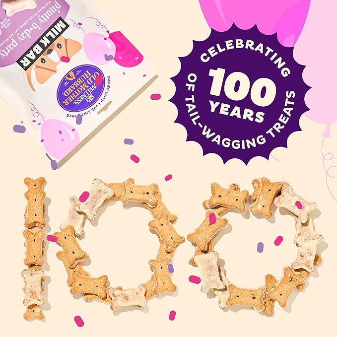 Wellness Old Mother Hubbard Milk Bar P'Nutty B-Day Party, Small Dog Treats, Crunchy Peanut Butter Biscuits with Birthday Icing (10 Ounce Bag)