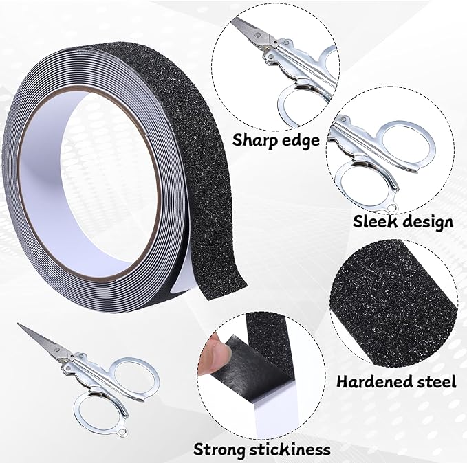 16.4 Ft Sandy Trimmer Strip with Foldable Scissor, Anti-Slip Traction Tape Sandy Track for Small Pet Exercise Wheel, Hedgehog Wheel Hamster Running Wheels for Gliders, Squirrels, Guinea Pigs (Black)
