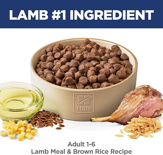 Hill's Science Diet Adult 1-6 Premium Nutrition Dry Dog Food, Lamb & Brown Rice, 15.5 lb. Bag
