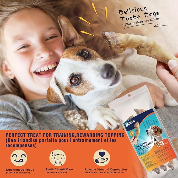 Small/Medium Dog Chew Bone, Goat Hoof Natural Long Lasting Dog Bones, Pack of 3/1 Pack, Suitable for Aggressive and Heavy chewers, Long-Lasting chew, Helps with Dental Health