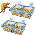 Hamiledyi Transparent Reptile Feeder with Suction Cup Separated Double Compartments Chameleon Bowl Gecko Live Worm Feeder Anti-Escape Reptile Supplies for Lizard Bearded Dragon (Blue, 2 Pcs)