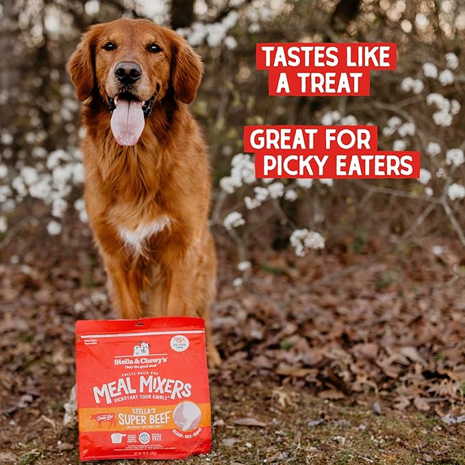 Stella & Chewy's Freeze-Dried Raw Beef Meal Mixers- Dog Food Topper and Mixer - Made with 95% Grass-Fed Beef, Organs & Bone - Perfect for Picky Eaters - Grain-Free - 1 oz
