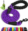 Taglory Rope Dog Leash 6 FT with Comfortable Padded Handle, Highly Reflective Threads Leash and Anti-Tangle Clip for Walking Small Dogs, 3/8 inch, Purple