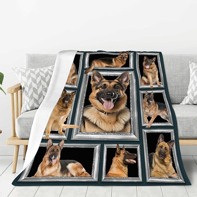 banonaty German Shepherd Blanket German Shepard Throw Blanket Cozy Fleece Flannel Bedding German Shepherd Gifts for Women Men Boys Girls Lovers Adult Stuff Plush for Couch Sofa Bed Decor 50"X60"