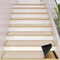 Peel and Stick Stair Carpet Treads for Wooden Steps,15 Pack Indoor Beige Stair Mats, Basement Safety Stick On Stair Rug Step Pads for Pet Dog, Elders and Kids
