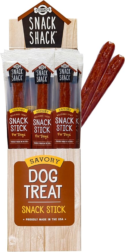 Cosmo's Snack Shack Pork Meat Sticks for Dogs - Savory Flavor - All Natural Dog Treat - Made in USA (24 Count Pack of 1)