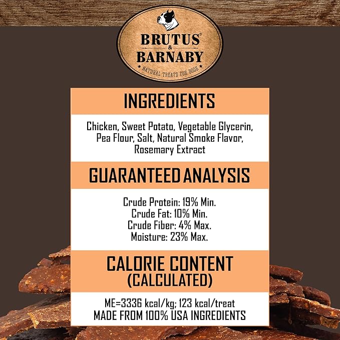 Chicken & Sweet Potato Jerky Dog Treats - Grain-Free, Preservative-Free, No Fillers - All Natural USA Chicken & Sweet Potato, High In Antioxidants - Healthy, Tasty Treat For Dogs