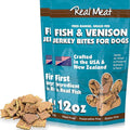 TRMC Real Meat Dog Treats - Two 12oz Bag of Bite-Sized Air-Dried Fish & Venison Jerky for Dogs - Grain-Free Jerky Dog Treats Made up of 95% All-Natural, Free-Range Venison & Ocean-Caught Fish
