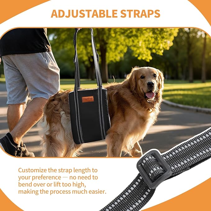 Dog Lift Harness for Large Dogs, Adjustable Comfortable Dog Sling with Handle, Knee & Rear Leg Support for Torn ACL Rehabilitation, Weak Rear Legs, Helps Senior, Disabled Canines(Black,M)