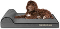The Dog’s Bed Orthopedic Memory Foam Dog Bed with Headrest, Calming Surface – CertiPUR-Certified Foam, Oxford Fabric,Grey with Black Trim, Medium, 3-Inch