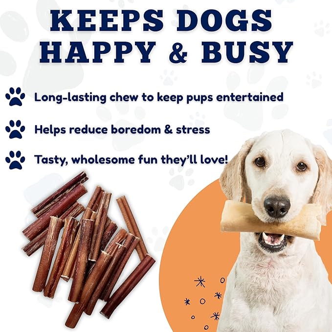 Amazing Dog Treats - 6 Inch Medium Size Bully Sticks (100 Count) - Bulk Bully Sticks for Dogs - No Hide Bully Stick Dog Bones