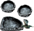 Reptile Water Dish Food Bowl, 3 Pack Reptile Feeding Bowls for Bearded Dragon Lizard Frog Gecko Tortoise Hermit Crab Snail (Black)