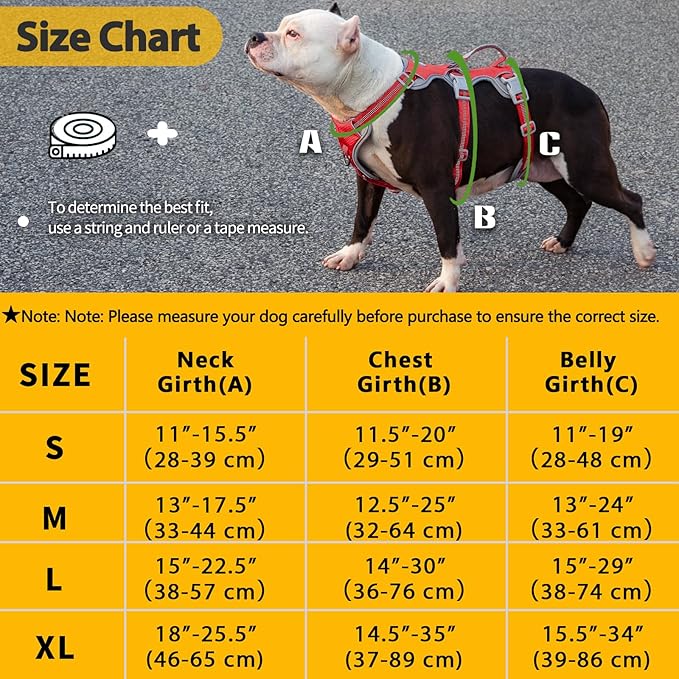 Huntboo Escape Proof Dog Harness, Escape Artist Harness, Reflective Harness with Padded Handle, Breathable, Durable, Adjustable Vest for Medium Dogs Walking, Training, and Running Gear (Red, S)