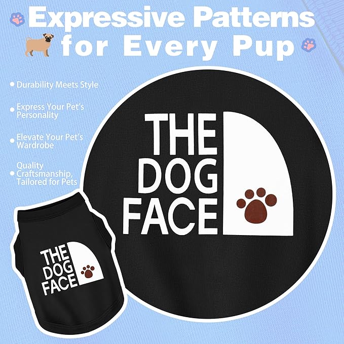 Comfortable and Breathable Dog Shirt: Soft, Lightweight Cotton Dog Clothes with 'The Dog Face' Print, Perfect for Everyday Wear, Small and Medium Breeds - Personality Canine Attire Pink XS