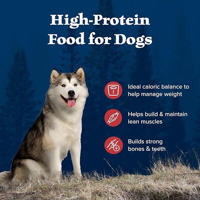 Blue Buffalo Wilderness Rocky Mountain Recipe High-Protein Healthy Weight Adult Dry Dog Food, Made in The USA with Natural Ingredients Plus Wholesome Grains, Red Meat, 22-lb. Bag