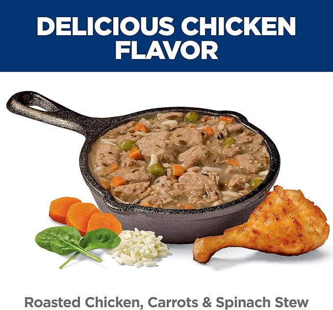 Hill's Science Diet Healthy Cuisine, Adult 1-6, Great Taste, Wet Dog Food, Roasted Chicken, Carrots & Spinach Stew, 12.5 oz Can, Case of 12