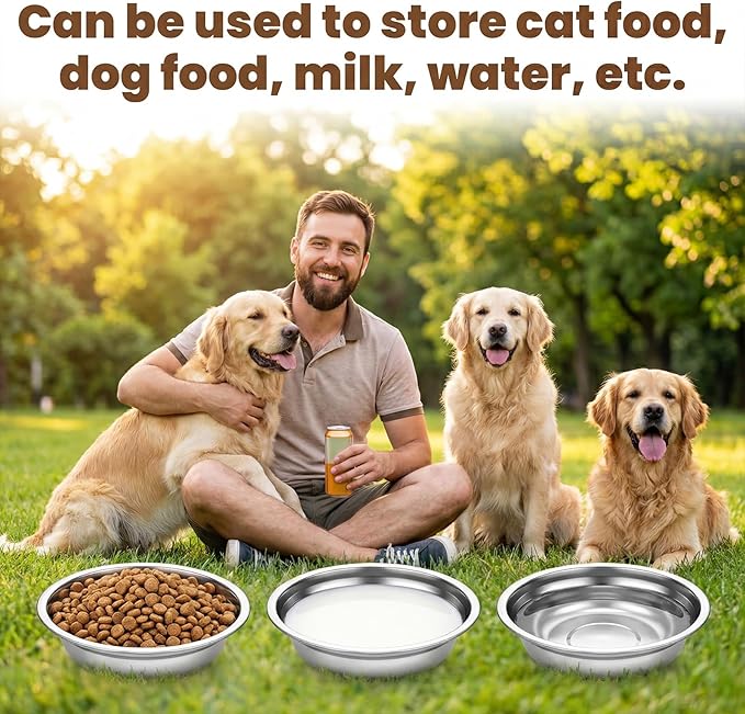 30 Pcs Stainless Steel Cat Bowls Bulk, 6.1 Inch Metal Basic Cat Bowl Whisker Friendly Thickened Replacement Elevated Food Water Bowls for Small Medium Large Dogs, Cats