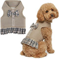 Parisian Pet Plaid Khaki Dog Harness Dress - Breathable No Pull Puppy Dress with Leash Ring - 100% Mesh Fabric Harnesses for Dogs - Soft Padded Step in Pet Vest - Dog Harness for Large Sized Dogs