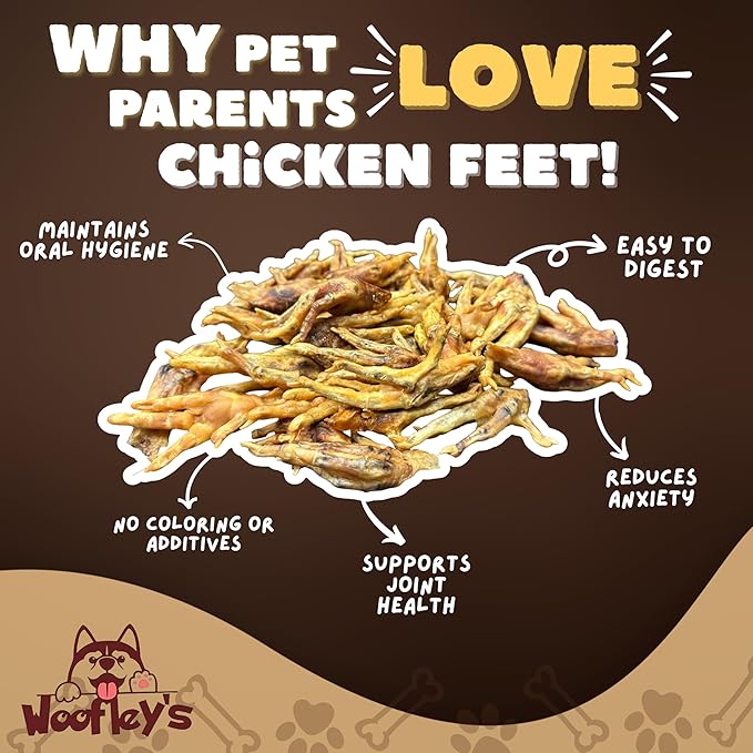 Woofley's Chicken Feet (50 Count)- Chicken Feet Dog Treats - Natural Dog Chews and Treats