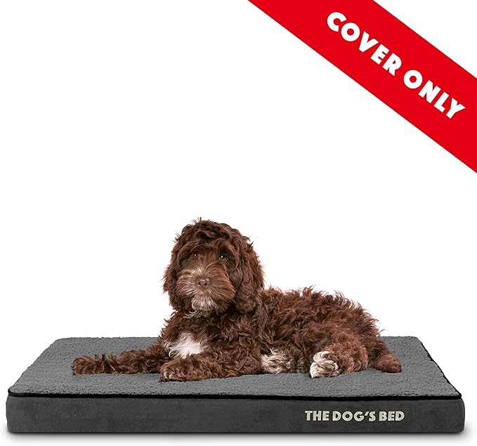 The Dog’s Bed Replacement Outer Cover, Plush Fabric, Grey, Medium, 3-Inch