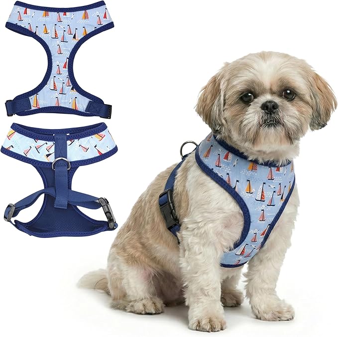 Parisian Pet Sailboat Dog Harness - Breathable No Pull Puppy Harness with Leash Ring - Adjustable Harnesses for Dogs - Soft Padded Step-in Pet Vest - Lightweight Dog Vests for Medium Sized Dogs