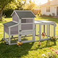 Aivituvin Chicken Coop Outdoor Hen House Wooden Poultry Cage with Wheels,UV Panel,Nest Box, Expandable Coop (Grey, AIR27)