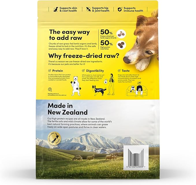 Raw Freeze Dried Dog Food RawMix50 Premium Grass-Fed Lamb Recipe, Protein Rich, Includes Kibble, Non-GMO, No Wheat or Corn, 4 lbs