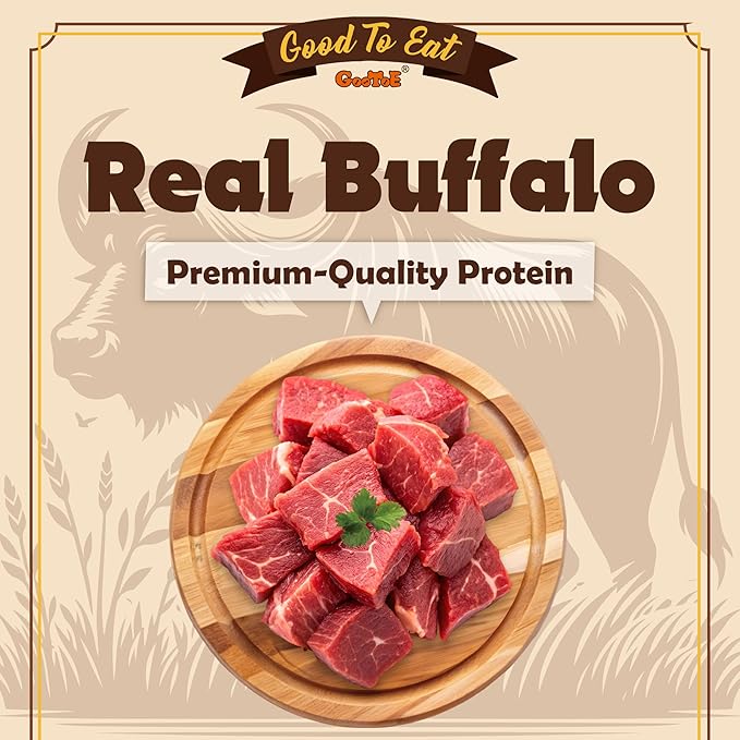 Gootoe Buffalo Dog Treats, Natural Low-Fat Chews for Training & Rewards, Limited Ingredient, Puppy Treats for Small Dogs & Puppies, Resealable Bag, Buffalo Bites Bone Shaped, 1.5 lb