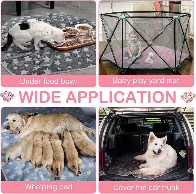 Preboun 4 Pcs 47 in Guinea Pig Playpen Pad Waterproof Hexagon Mat Reusable Dog Playpen Liner for Small Animal Rabbit Cage Tent Pee Pad Washable Yard Fence(Star)