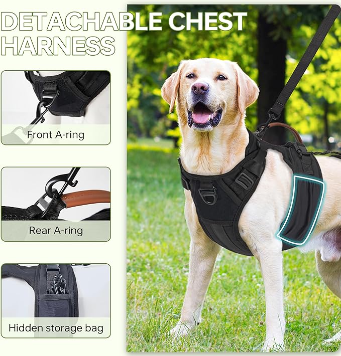 Dog Lift Harness for Male Dogs - 2-in-1 Full Body Support Aid & Sling, Comfortable & Chafe-Free for Post-Surgery Recovery and Elderly Dog Mobility, Hind Leg Assistance, Supports up to 27 Lbs (S)