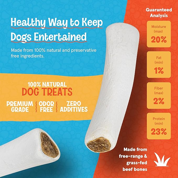 Stuffed Shin Bones for Dogs - Bacon & Cheese - 3-4 Inch Dental Chews - Filled Bone Treat and Ages - Highly Digestible, High Protein - for Small, Medium and Large Pets - 5 Pack
