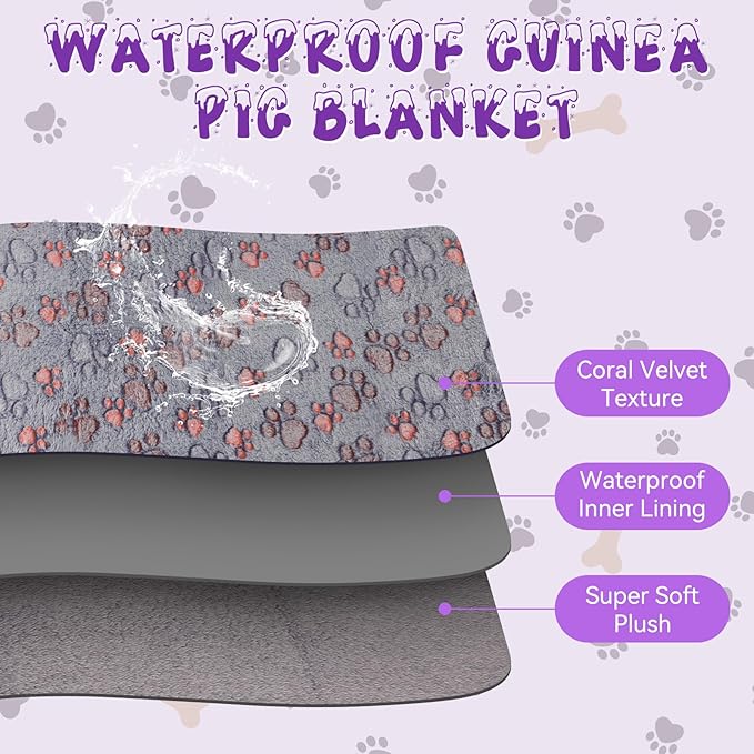 YUEPET Waterproof Guinea Pig Blankets Washable 3 Pack Small Animal Fleece Cage Liners Pet Soft Sleep Mat Pad Cover Warm Flannel Throw for Hamster Guinea Pig Rabbit Chinchilla Hedgehog Ferret 23"×16"