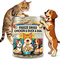 Freeze Dried Chicken Duck & Egg Recipe for Dogs & Cats Treats | 4 oz Canister Freeze Dried Dog Treats | Training Treats for Dogs, Puppies, Kittens & Senior Pets (4 oz)