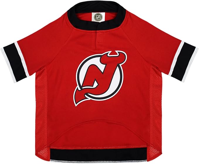 NHL New Jersey Devils Jersey for Dogs & Cats, Large. - Let Your Pet Be A Real NHL Fan!