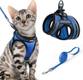 rabbitgoo Cat Harness and Leash Set for Walking Escape Proof, Adjustable Soft Kittens Vest with Reflective Strip for Cats, Comfortable Outdoor Vest, Blue, XL