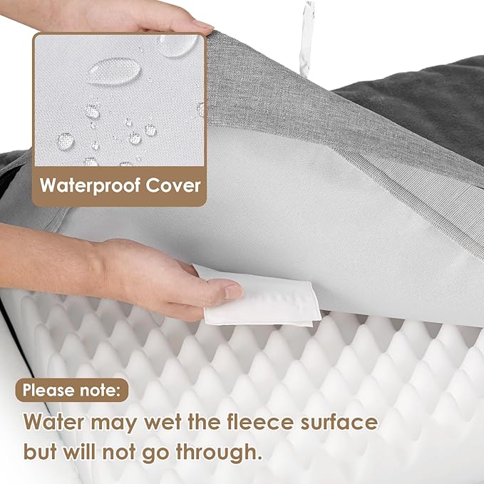 EHEYCIGA Orthopedic Dog Bed Waterproof 41"x27", Memory Foam Pet Bed for XLarged Dogs, Washable Pet Mat with Removable Cover, Grey