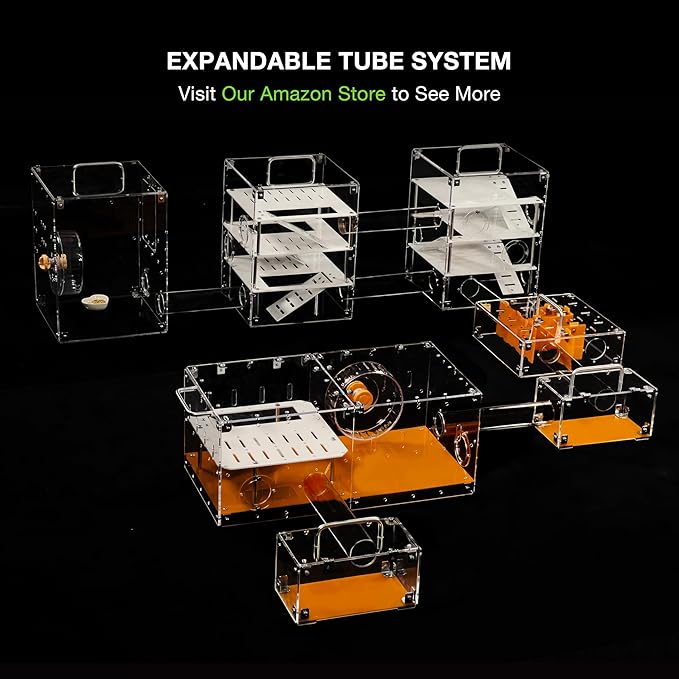GuineaLoft™ Small Acrylic Cage (Model-P5) – 4-Floor Play Structure with Stairways & Tube Connectors for Hamsters, Rats, Mice, Gerbils, and Small Rodents – Visit the GuineaLoft Store for More