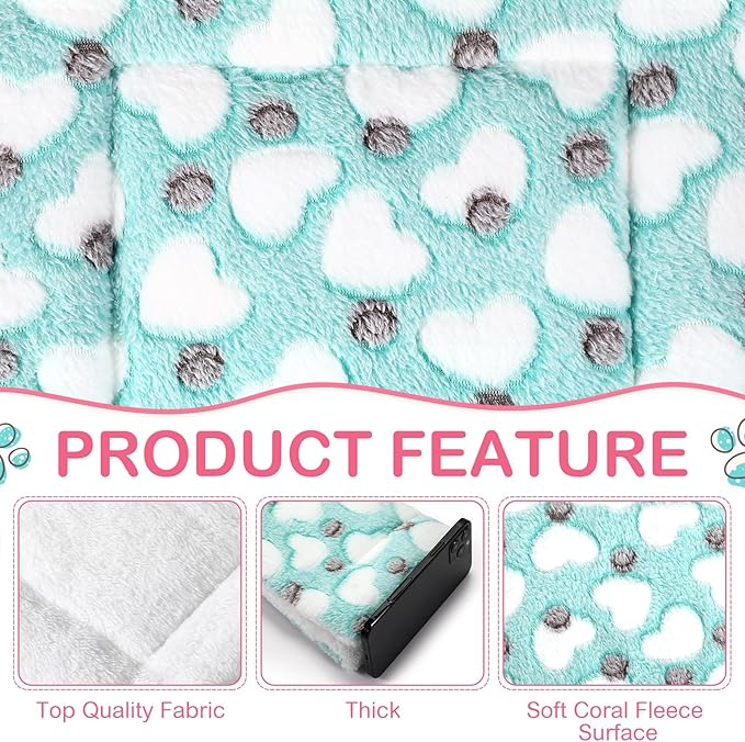 Tuanse 4 Pack Guinea Pig Bed Mat Bedding Rabbit Winter Bed Pad for Indoor Warm Small Animal Mattres Fleece Sleeping Pad for Hedgehogs Bunny Ferrets Hamster(Heart,13 x 10 Inch)