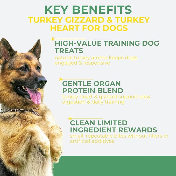 Momentum Carnivore Nutrition Freeze-Dried Turkey Training Bites – Two Ingredients-Turkey Gizzards and Hearts, All-Natural Dog Treats –Made in USA – Perfect for Training & Rewards- 2.5 oz Bag