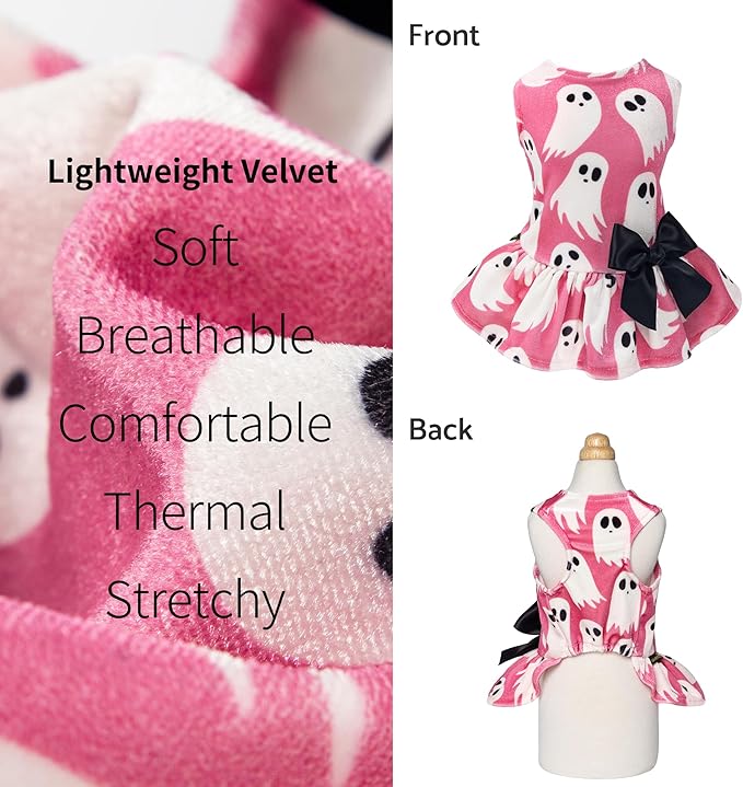 Fitwarm Halloween Ghost Dog Dress, Funny Dog Halloween Costumes, Doggy Clothes for Small Dogs Girl, Pet Apparel, Pink, White, Black, Small