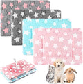 Haull 4 Pcs Waterproof Guinea Pig Bedding Guinea Pig Bed Plush Cage Liners Soft Rabbit Dog Crate Pad Cat Mat Reversible Cozy Animal Pee Pad Hamster Bunny Mat Accessory(Cute Star,13 x 18.5 Inch)