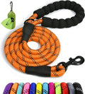 Taglory Rope Dog Leash 6 FT with Comfortable Padded Handle, Highly Reflective Threads Leash and Anti-Tangle Clip for Walking Small Dogs, 3/8 inch, Orange