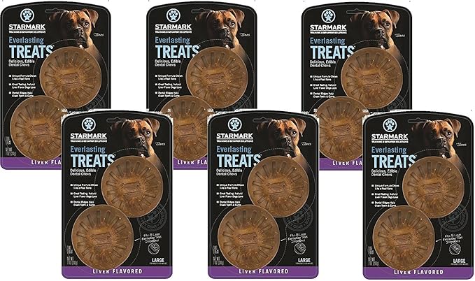 (6 Pack) Star Mark Everlasting Bacon Dog Dental Chews, Large