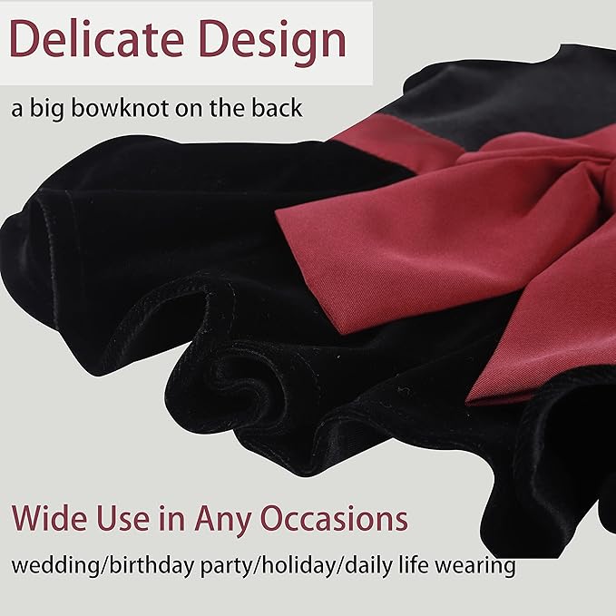 Pet Dresses for Small Dogs Cats Girl, Cute Princess Bowknot Dress Puppy Shirt All Weather Skirt Clothes Cat Apparel for Birthday Wedding Party Holiday (XX-Small, Velvet Black)