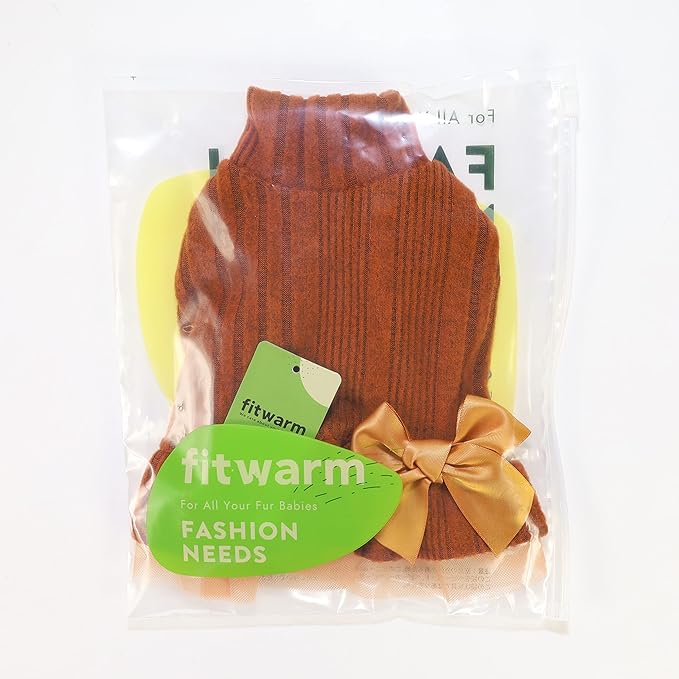 Fitwarm Knitted Dog Tulle Sweater Dress, Dog Winter Clothes for Small Dogs Girl, Cat Apparel, Orange, Large